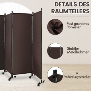 Costway 4-Πάνελ Πτυσσόμενο Διαχωριστικό Χώρου με Ρόδες και Μεταλλι... Costway 4-Πάνελ Πτυσσόμενο Διαχωριστικό Χώρου με Ρόδες και Μεταλλι...