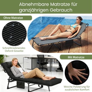 Costway Σπαστό Κρεβάτι Κατασκήνωσης με Αφαιρούμενο Μαξιλαρωτό Στρώμ...