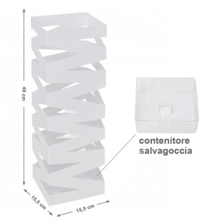 BAKAJI  Σταντ Ομπρελοθήκης Σιδερένιο Τετράγωνο Λευκό με Δοχείο Συλλ...