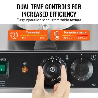 VEVOR  Επαγγελματική Διπλή Στρογγυλή Βαφλιέρα 2460W Αντικολλητική S...