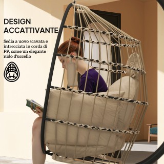 Outsunny Αιωρούμενη Καρέκλα Αυγού με Ρυθμιζόμενο Γάντζο, 2 Μαξιλάρι... Outsunny Αιωρούμενη Καρέκλα Αυγού με Ρυθμιζόμενο Γάντζο, 2 Μαξιλάρι...