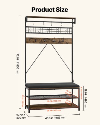 VEVOR Πολυλειτουργική Καλόγερος 1830 mm με Πάγκο Παπουτσιών, 2-επιπ...