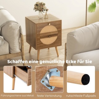 Costway  Μοντέρνο Κομοδίνο Μποέμ Στυλ με Γεωμετρικό Σχέδιο και Λεπτ...