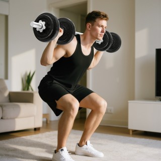 SPORTNOW Σετ Βαρών και Μπάρας 20kg με Αντιολισθητικές Λαβές, 8 Δίσκ...