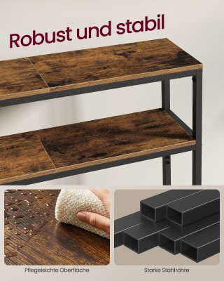 VASAGLE Κονσόλα Διπλού Ραφιού 20x120x80 εκ. για Σαλόνι ή Χολ, Ρουστ...