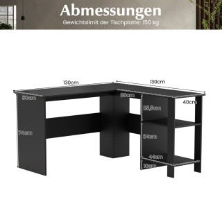 Γραφείο Υπολογιστή σε Σχήμα L 130 x 130 x 74 cm με Αποθηκευτικούς Χ...