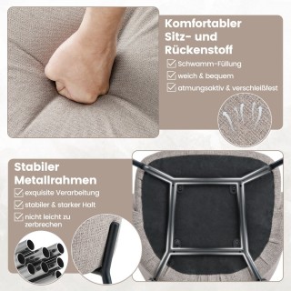 Costway  Εργονομική Καρέκλα Τραπεζαρίας με Άνετη Πλάτη και Μεταλλικ...