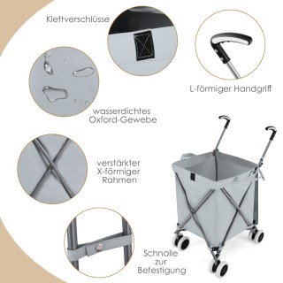 Costway  Πτυσσόμενο Καρότσι Αγορών με Αδιάβροχη Επένδυση και Ανθεκτ...