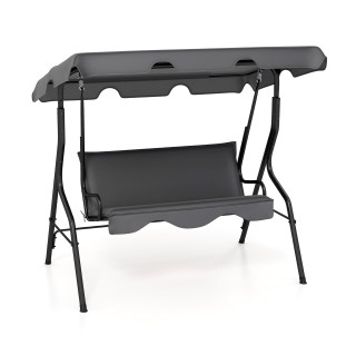 Costway 3θέσια κούνια κήπου με ρυθμιζόμενη τέντα, γκρι, 154 x 110 x...