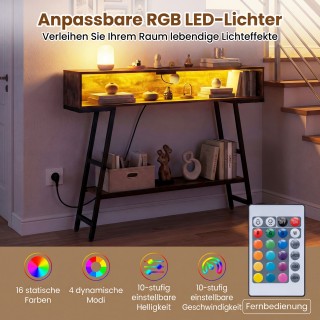 Costway Κονσόλα εισόδου 3 επιπέδων με φωτισμό LED και σταθμό φόρτισ...