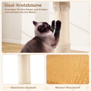 Costway Ξύλινος Ονυχοδρόμιος Δέντρο Γάτας με Πλατφόρμα σε Σχήμα Ψαρ...