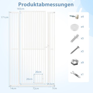 Costway Μεταλλικό Παιδικό Πορτάκι Ασφαλείας με 2 Επεκτάσεις Χωρίς Τ...