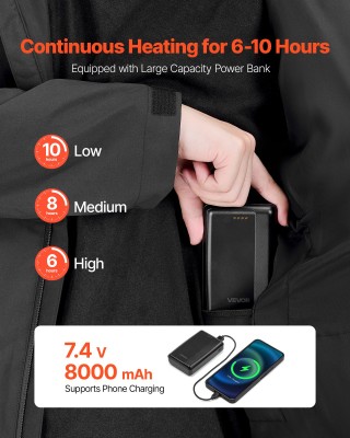VEVOR Γυναικείο Θερμαινόμενο Μπουφάν 7.4V με Μπαταρία, Αδιάβροχο & ...
