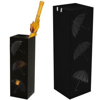 BAKAJI Τετράγωνη Σχέδιο Σιδερένια Ομπρελοθήκη Μαύρη με Δοχείο Συλλ... BAKAJI Τετράγωνη Σχέδιο Σιδερένια Ομπρελοθήκη Μαύρη με Δοχείο Συλλ...