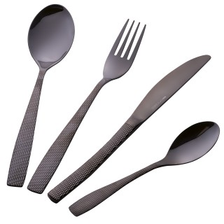 Galileo Σετ 24 μαχαιροπίρουνα από μαύρο γυαλιστερό ανοξείδωτο ατσάλ...