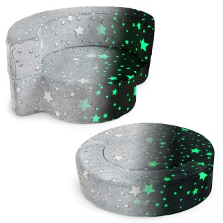 Costway Παιδικός Καναπές 2 σε 1 με Αποσπώμενο Κάλυμμα και Φωτισμό σ...