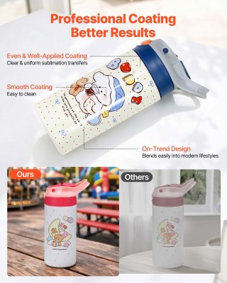 VEVOR Παιδικά Ποτήρια Σublimation 12τμχ, 355ml, Ανοξείδωτα με Καπάκ...