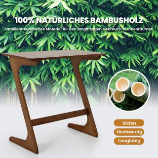 Costway Z-Bάση Βοηθητικό Τραπέζι από Μπαμπού Καφέ JV10052CF