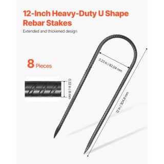 VEVOR Σετ 8 Ανθεκτικών Γαλβανισμένων Πασάλων Οπλισμού 12 ιντσών (Σχ...