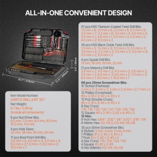 VEVOR Σετ Τρυπανιών 246τμχ με Κασετίνα Πολλαπλών Χρήσεων CJZHQZTZ... VEVOR Σετ Τρυπανιών 246τμχ με Κασετίνα Πολλαπλών Χρήσεων CJZHQZTZ...