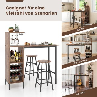 Costway Σετ Ρουστίκ Μπαρ Τραπέζι και Σκαμπό για Μοναδική Ατμόσφαιρα...