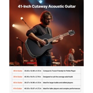 VEVOR Δέμα Ακουστικής Κιθάρας Cutway 41 για Αρχάριους με Θήκη Μεταφ...