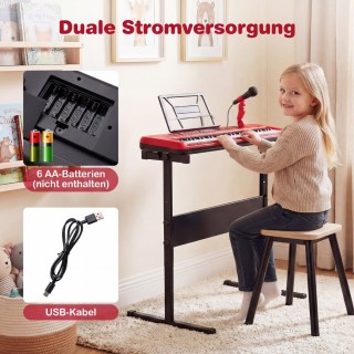 Costway Παιδικό Πληκτρολόγιο Πιάνου 61 Πλήκτρων με Ρυθμιζόμενη Βάση...