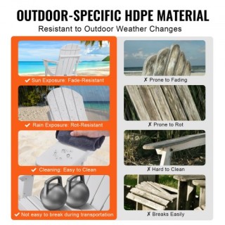 VEVOR Σετ 2 Πλαστικές Καρέκλες Adirondack Πτυσσόμενες Λευκές για Τ... VEVOR Σετ 2 Πλαστικές Καρέκλες Adirondack Πτυσσόμενες Λευκές για Τ...