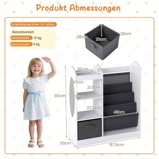 Costway Παιδική Βιβλιοθήκη με Καθρέφτη Πλήρους Σώματος και Οργανωτή...