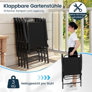 Costway Σετ επίπλων κήπου με ομπρέλα και 4 μαύρες πτυσσόμενες καρέκ...