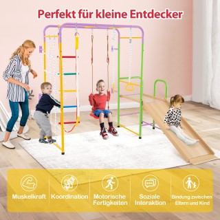 Costway Πολυλειτουργικό Παιδότοπος 8 σε 1 με Κάγκελα Αναρρίχησης, Κ...