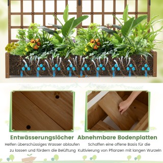 Costway Ζαρντινιέρα από ξύλο έλατου με πέργκολα και στέγαστρο, καφέ...