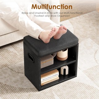 BAKAJI Μαύρο Παγκάκι Σκαρπιέρας για Είσοδο με Μαξιλάρι και Ράφι 44 ...