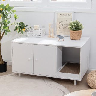 Costway Πολυλειτουργικό Τραπέζι & Ντουλάπι Γάτας με Ξύστρα και Τουα...