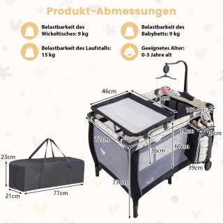 Costway Πολυλειτουργικό Παιδικό Κρεβάτι Ταξιδιού 3-σε-1 με Αλλαξιέ... Costway Πολυλειτουργικό Παιδικό Κρεβάτι Ταξιδιού 3-σε-1 με Αλλαξιέ...