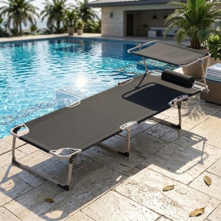 BAKAJI Πτυσσόμενη Ξαπλώστρα Παραλίας με Ρυθμιζόμενη Πλάτη και Σκίασ...