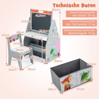 Σετ Παιδικός Μαγνητικός Πίνακας / Τραπέζι Ζωγραφικής με Καρέκλα Χρώ...