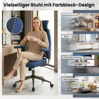 Costway Εργονομική Καρέκλα Γραφείου με Υφασμάτινο Λινό & Ρυθμιζόμεν...