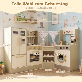 Costway Παιδική Κουζίνα Παιχνιδιού με Βρύση, Πλυντήριο Πιάτων, Φούρ...