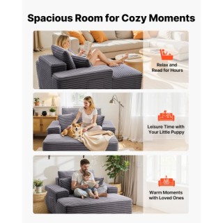 VEVOR Μοντέρνα Ταπετσαρισμένη Σεζλόνγκ 1240 mm με Μαξιλάρια για Σαλ...