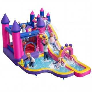 Costway Φουσκωτή Νεροτσουλήθρα Πριγκιπικό Υδάτινο Πάρκο με Μακριά Τ...