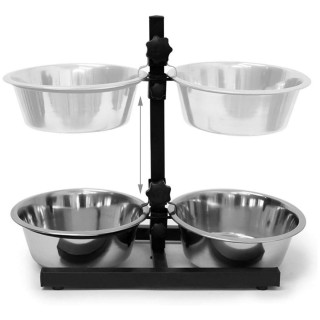 BAKAJI Διπλό Μπολ για Σκύλους με Ρυθμιζόμενη Βάση 2 Μπολ Ανοξείδωτο...