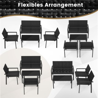 Costway Σετ Έπιπλα Βεράντας από Ρατάν Υψηλής Ποιότητας με Εργονομικ...