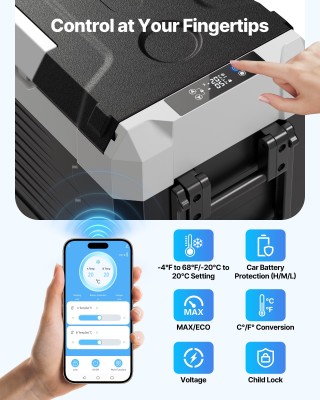 VEVOR Ηλεκτρικό Ψυγείο Αυτοκινήτου 45L με Έλεγχο μέσω Εφαρμογής και...