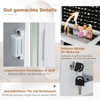 Costway Λευκή Ντουλάπα Κοσμημάτων με Καθρέφτη και Ρυθμιζόμενα LED Φ... Costway Λευκή Ντουλάπα Κοσμημάτων με Καθρέφτη και Ρυθμιζόμενα LED Φ...