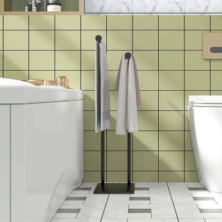 HOMCOM Επιδαπέδια Πετσετοθήκη Μπάνιου με 2 Μεταλλικούς Βραχίονες 35...