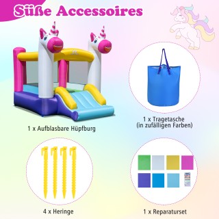 Costway Πολύχρωμο Φουσκωτό Κάστρο με Τσουλήθρα και Χώρο Άλματος για...