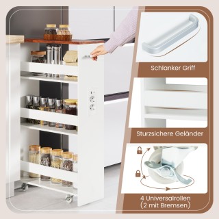 Costway Λεπτό Trolley  Αποθήκευσης με Σταθμό Φόρτισης 80,5 x 20 x 4...