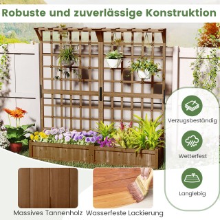 Costway Ζαρντινιέρα από ξύλο έλατου με πέργκολα και στέγαστρο, καφέ... Costway Ζαρντινιέρα από ξύλο έλατου με πέργκολα και στέγαστρο, καφέ...