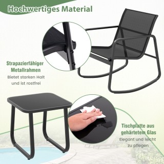 Costway  Σετ Κήπου 3 Τεμαχίων με 2 Καρέκλες & Τραπέζι & Απαλή Κίνησ...